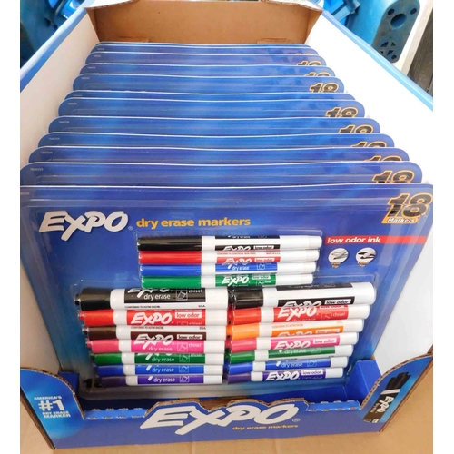 574 - Full box of 12x dry erase marker sets - 18x markers per set