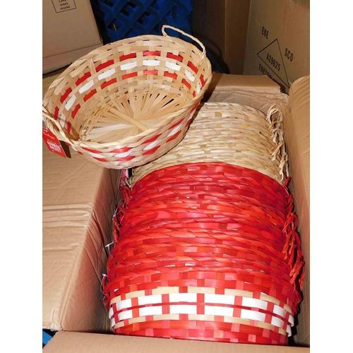 575 - Box of Christmas large bamboo baskets - two designs