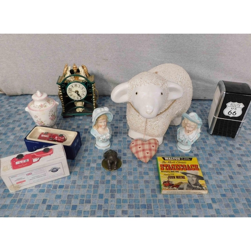 599 - Selection of collectable items incl. sheep + clock