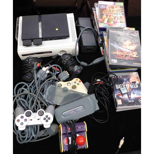 601 - Xbox 360 and PS2 games and controllers