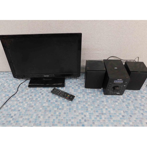 604 - Toshiba flat screen TV with remote & Bush stereo w/o