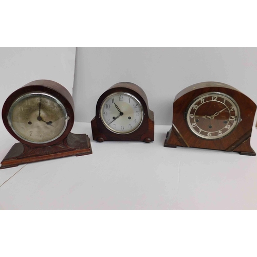 63 - Three - Vintage mahogany cased mantle clocks