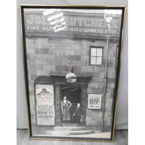 630a - Framed photo 'Jolly Butchers'- A shop on Rawson Place, Bradford City Centre.