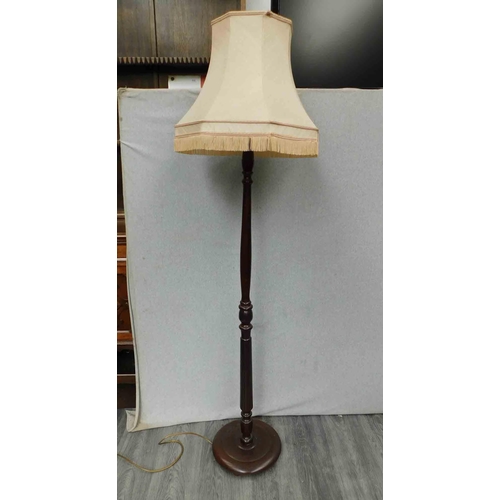 633 - Vintage mahogany standard lamp-unchecked