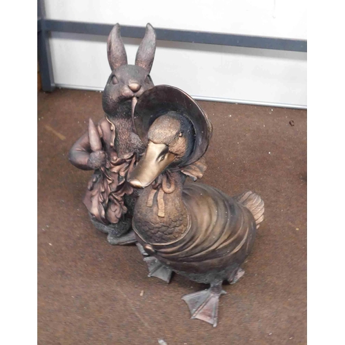646 - Pair of bronze coloured Beatrix Potter garden ornaments