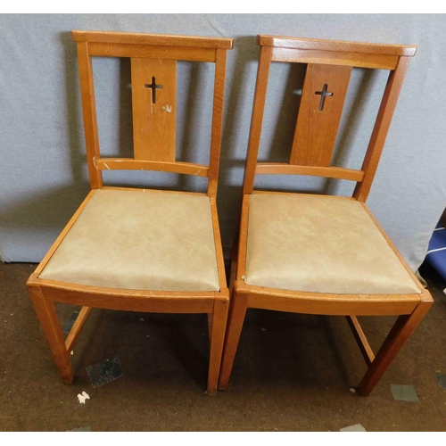 649 - 2x Church chairs with bible box