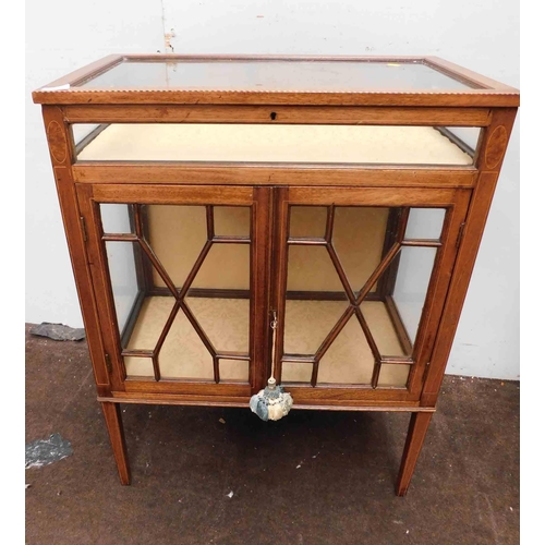 735 - Vintage glass display cabinet with key