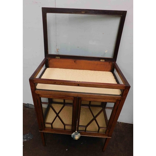 735 - Vintage glass display cabinet with key