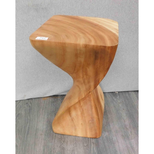 743 - Solid wood twist occasional table/plant stand approx 20