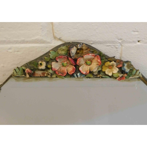 84 - Vintage - floral decorated mirror - approx. 13