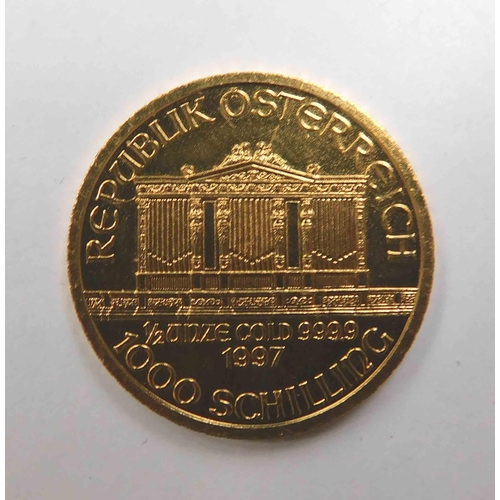 96 - 1997 - Austrian 1/2oz 24ct gold - 1000 Schilling coin