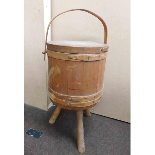 1 - Vintage - Firkin bucket on tripod legs - h23xw12