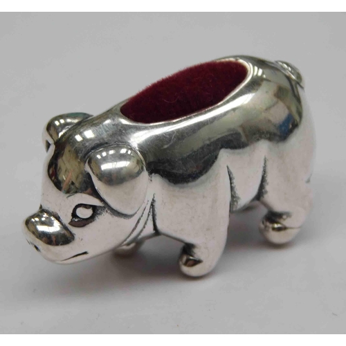 106 - Silver - pig pin cushion