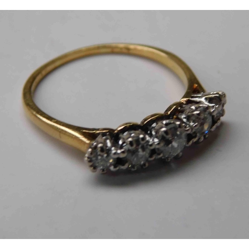 115 - 18ct gold & platinum - 3/4 carat diamond ring - Size O 1/2