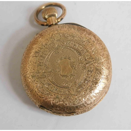 121 - 14k Gold cased - ladies French style enamelled pocket watch