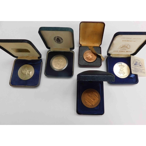 127 - Commemorative medallions including - pewter & silver examples - boxed