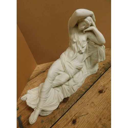 164 - Parian ware figure - repair to wrist - approx 13x9