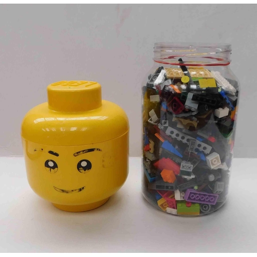 175 - Collection of lego bricks & head container