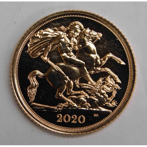 230 - 2020 dated - 22ct gold half sovereign coin