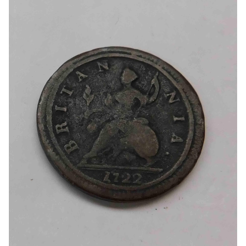 255 - Antique - 1722 George III half penny