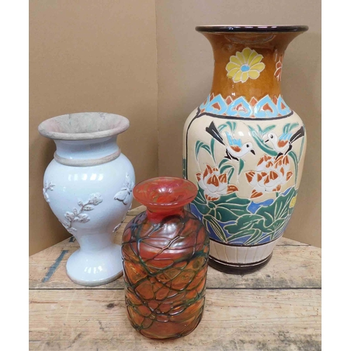 45 - Three - Ceramic & glass vases