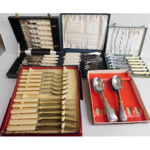 47 - Four - Sets of vintage cutlery & spoons