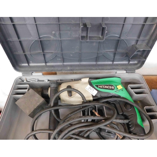 501 - Hitachi SDS electric drill in case and bits in working order