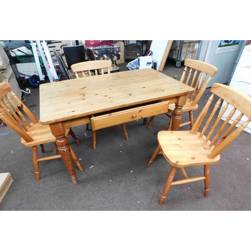 544 - Rectangular pine table with drawer approx 30x48