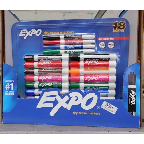 596 - 12x Sealed packs in display case Expo dry erase markers