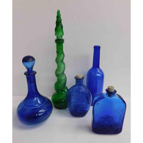 60 - Coloured glass including - Bristol Blue & Genie bottle