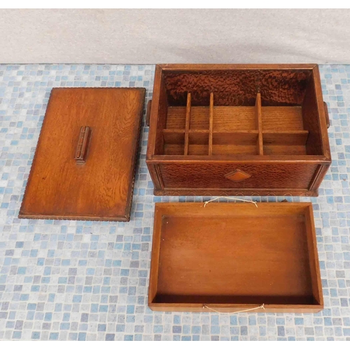 617 - Vintage oak box (poss sewing box etc)