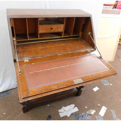 637 - 2 Drawer oak writing bureau