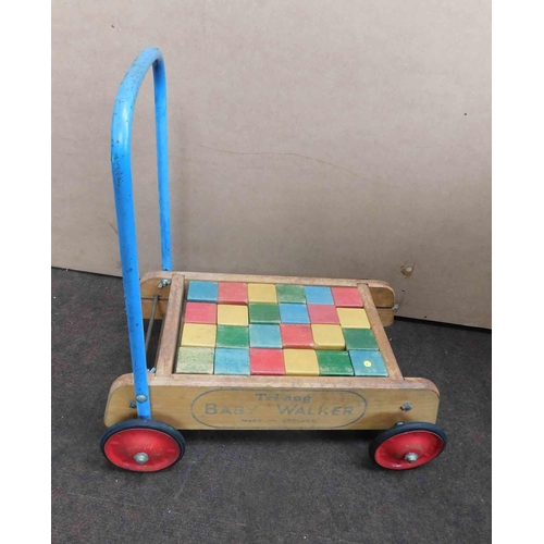 8 - Vintage - Tri ang baby walker & blocks