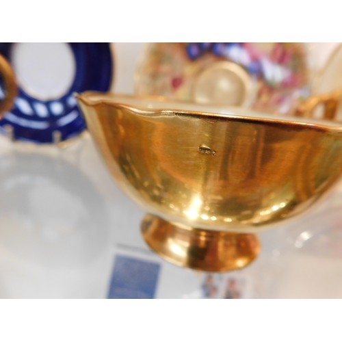 208 - Aynsley - J.A Bailey signed gold cups & saucers