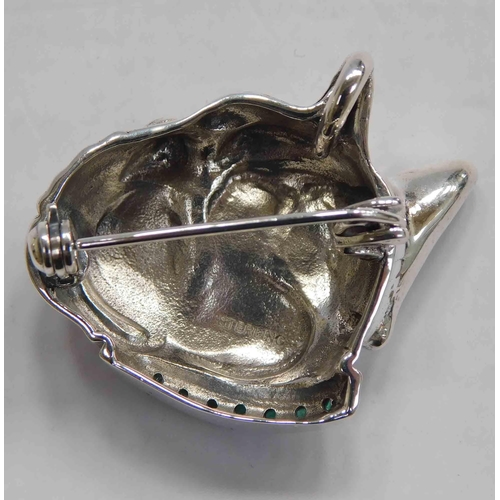 101 - Silver - stone set bulldog brooch