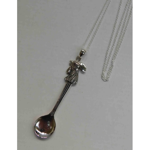 134 - Silver - chicken spoon pendant on silver chain