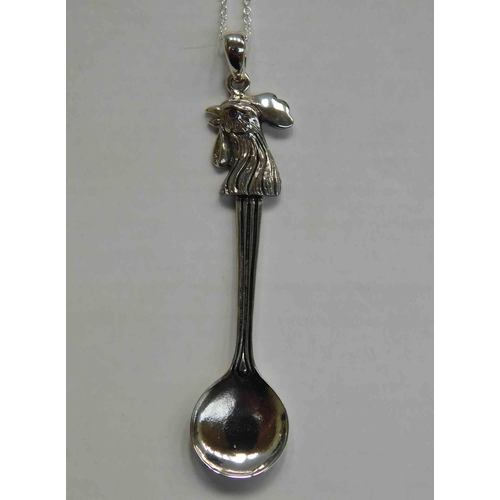 134 - Silver - chicken spoon pendant on silver chain