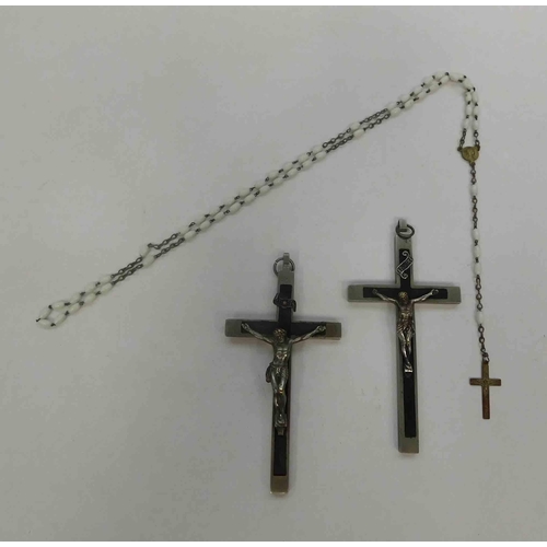 143 - Two - Ebony & nickel crucifix's approx 5