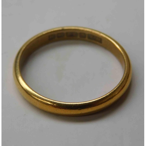 146 - 22ct Gold - wedding band ring - size N 3g