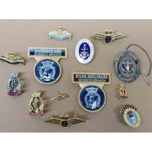 150 - Military style lapel pin badges - including sweetheart brooches