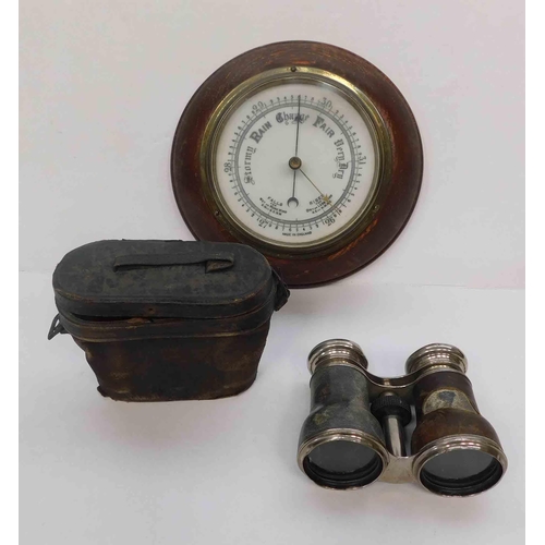 16 - Vintage - field glasses & barometer