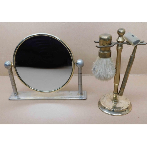 18 - Brass - shaving stand & mirror