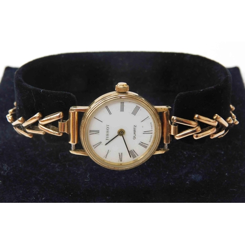 252 - Tissot - ladies cocktail watch with 9ct gold strap