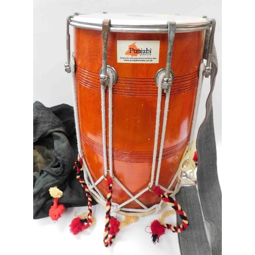 43 - Indian dress parade drum with cloth case