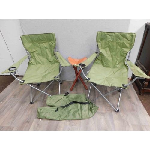 551 - Pair of folding camping chairs and one other