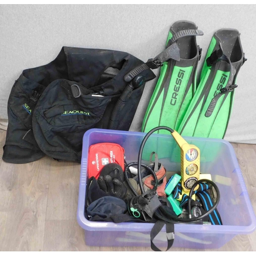 575 - Box of scuba diving equipment