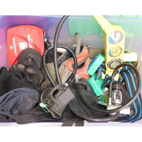 575 - Box of scuba diving equipment