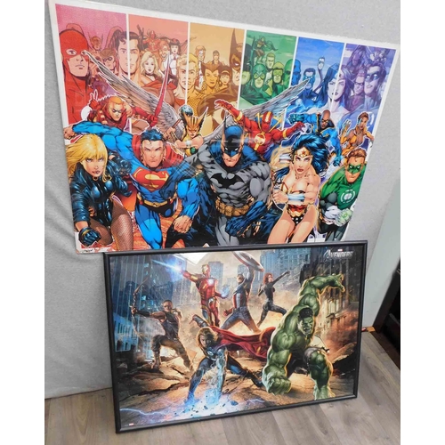 621 - Two large superhero prints - Marvel and DC