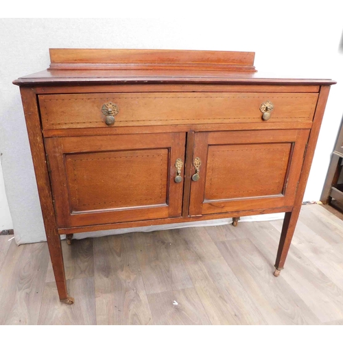 624 - Inlaid mahogany wash stand cupboard with drawer