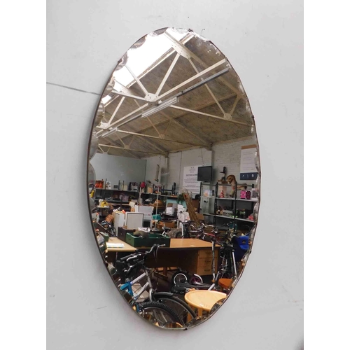 636 - Vintage oval bevel edge mirror - app 29